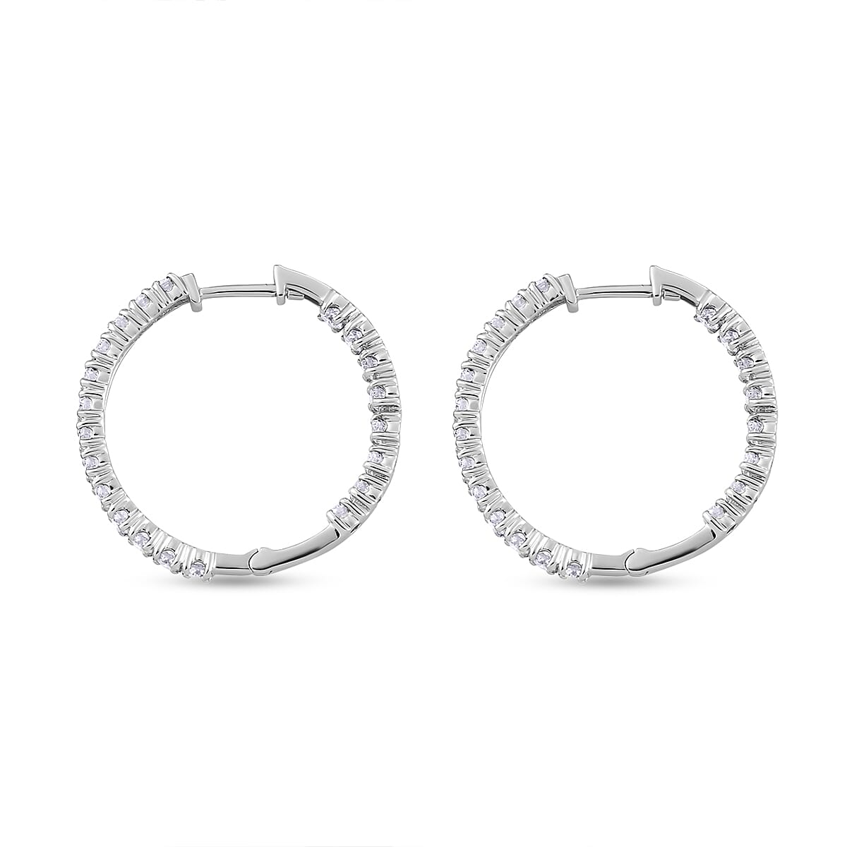 Moissanite Hoop Earrings in Platinum Overlay Sterling Silver 2.06 Ct. 8919358 4