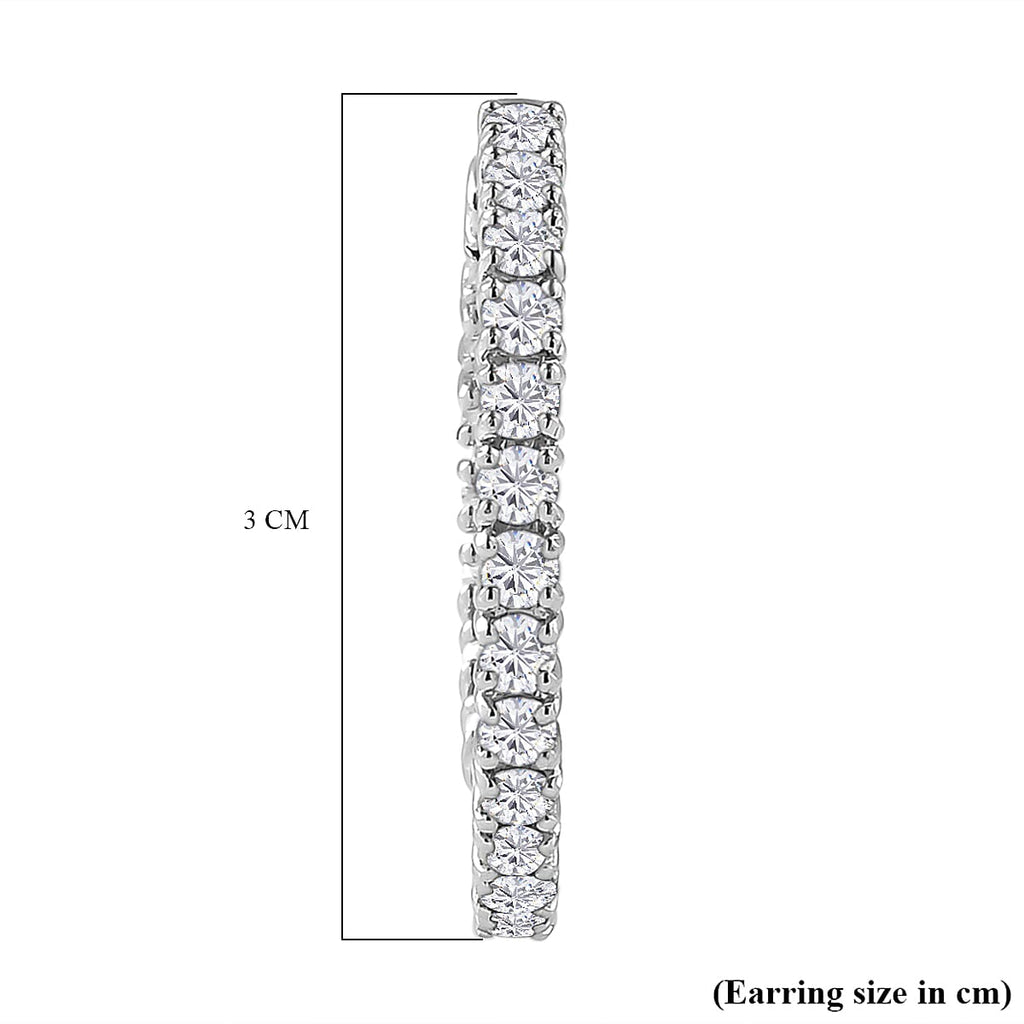 Moissanite Hoop Earrings in Platinum Overlay Sterling Silver 2.06 Ct.