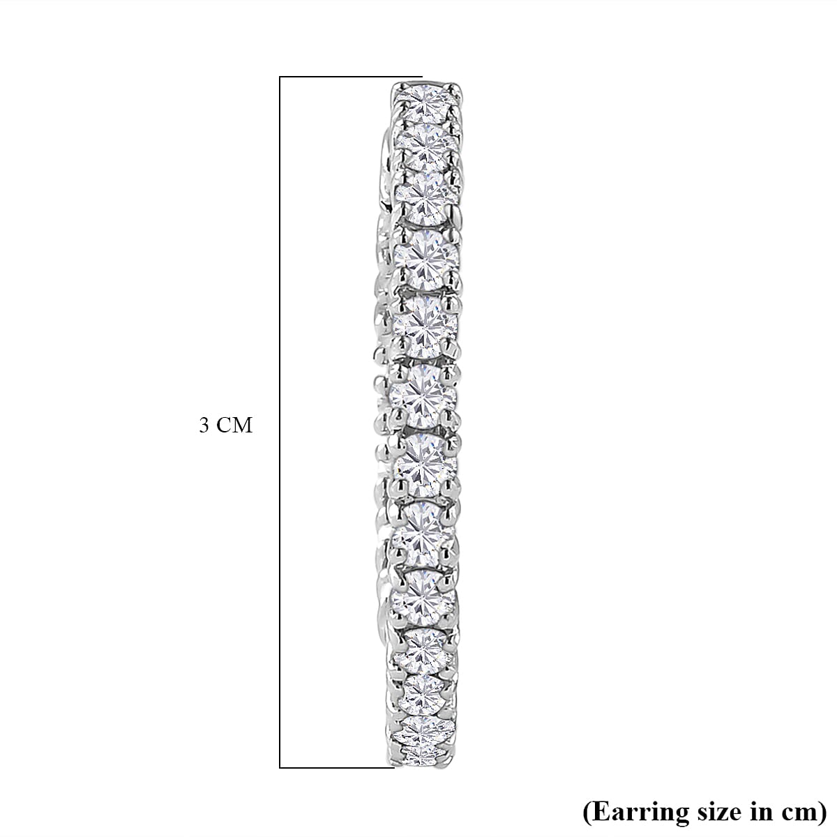 Moissanite Hoop Earrings in Platinum Overlay Sterling Silver 2.06 Ct. 8919358 5