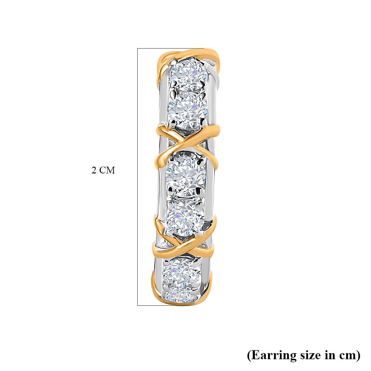 Royal Bali Collection - D'Joy Moissanite Criss Cross Hoop Earrings in 18K Vermeil Yellow Gold Plated &amp; Platinum Overlay Sterling Silver 1.30 Ct. 7383124 5