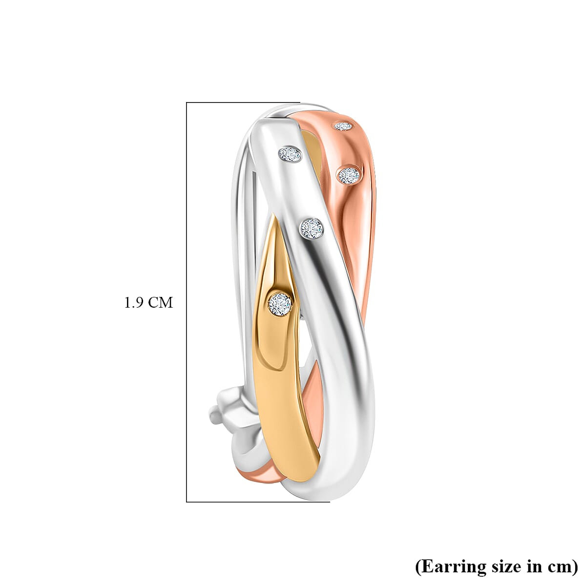 Moissanite Half Hoop Earrings in Sterling Silver with Rhodium, 18K Vermeil Yellow Gold and Rose Gold 8059062 5
