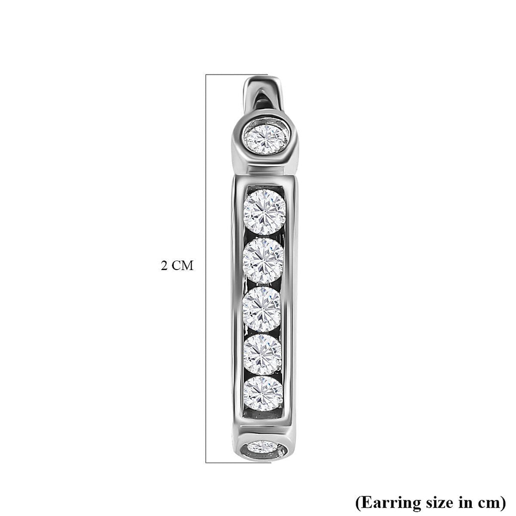 Moissanite Hoop Earrings in Platinum Overlay Sterling Silver 1.10 Ct.