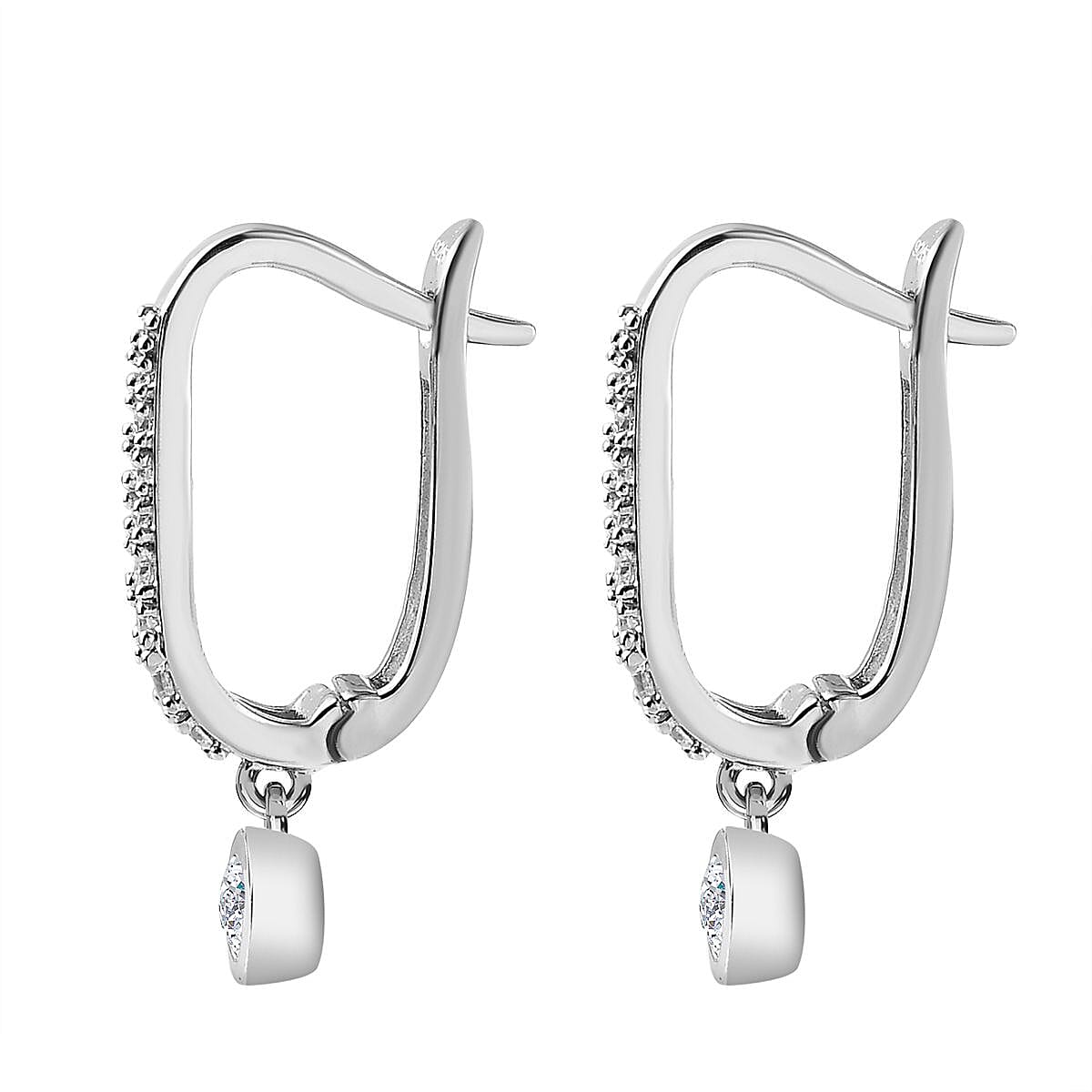 Moissanite Drop Dangle Hoop Earrings in Platinum Overlay Sterling Silver 7670624 4