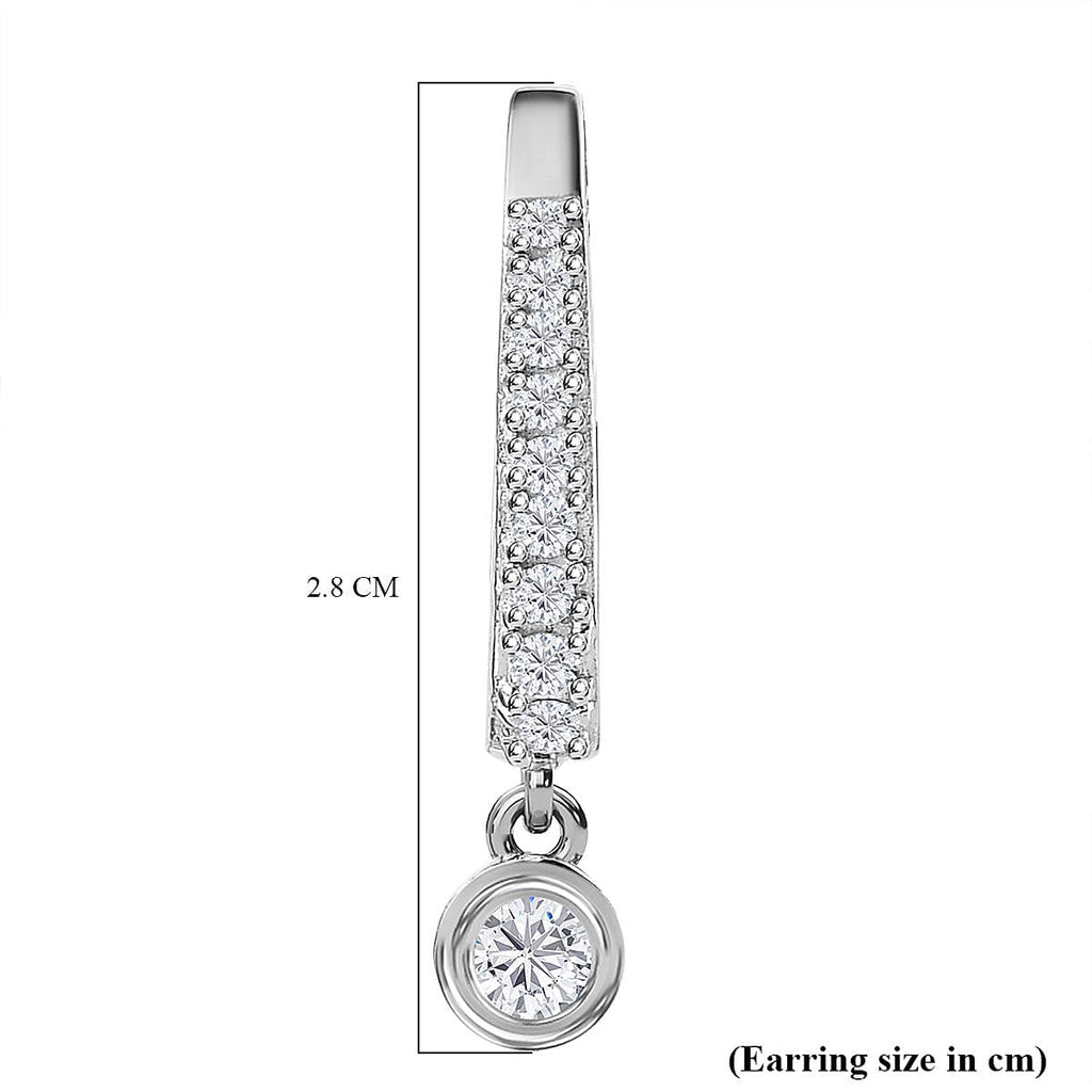 Moissanite Drop Dangle Hoop Earrings in Platinum Overlay Sterling Silver