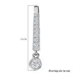 Moissanite Drop Dangle Hoop Earrings in Platinum Overlay Sterling Silver