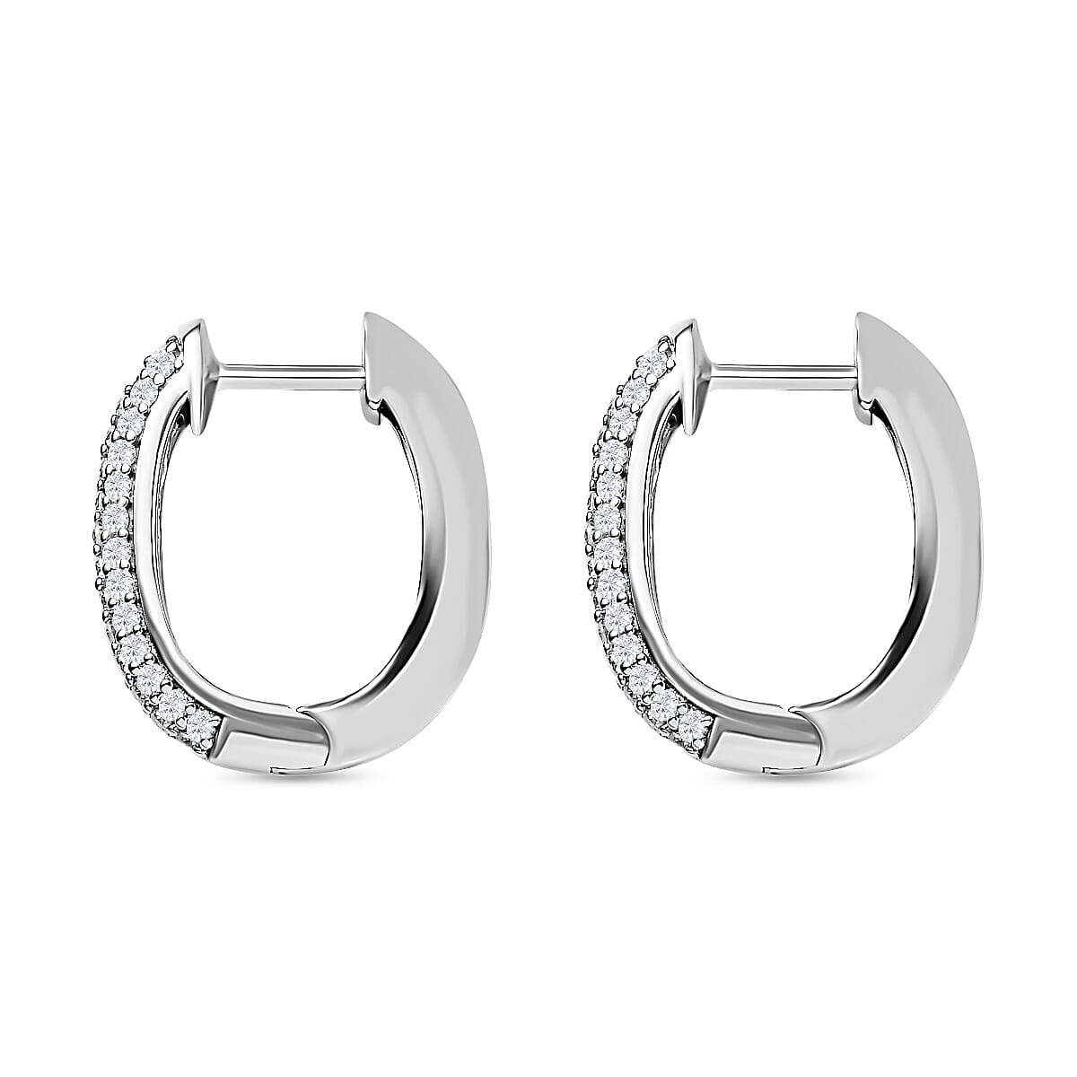 Moissanite Hoop Earrings in Platinum Overlay Sterling Silver 1.04 Ct, Silver Wt. 5.44 Gms 7678893 3