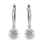 Moissanite Hoop Earrings in Platinum Overlay Sterling Silver 1.20 Ct.