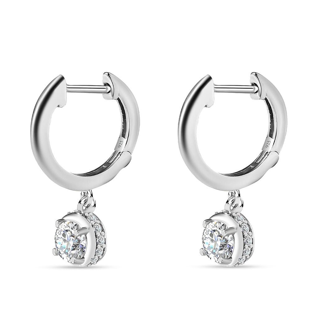 Moissanite Hoop Earrings in Platinum Overlay Sterling Silver 1.20 Ct.
