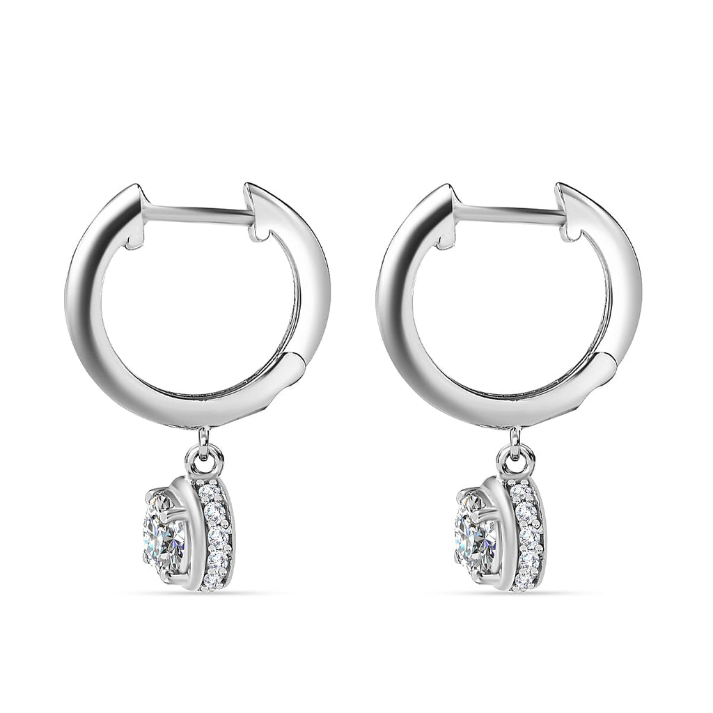 Moissanite Hoop Earrings in Platinum Overlay Sterling Silver 1.20 Ct.