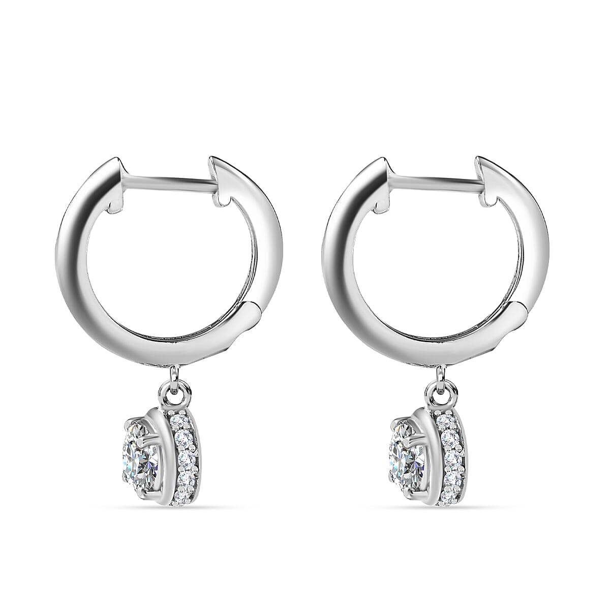 Moissanite Hoop Earrings in Platinum Overlay Sterling Silver 1.20 Ct. 7715793 4