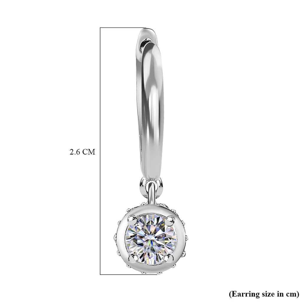 Moissanite Hoop Earrings in Platinum Overlay Sterling Silver 1.20 Ct.