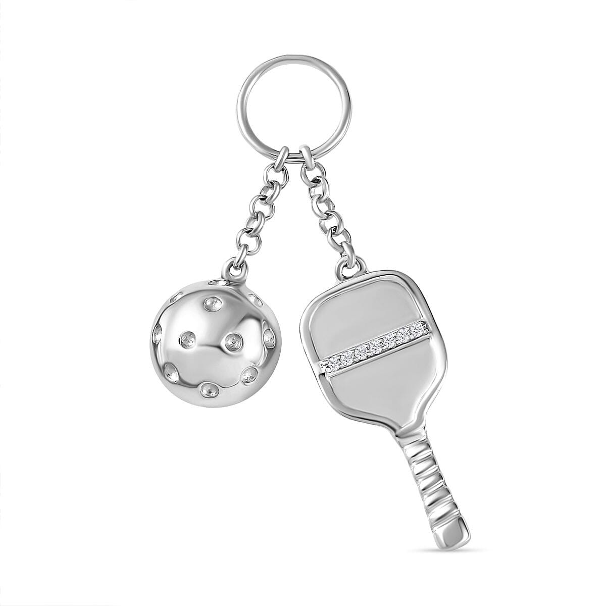 Moissanite  Keychain in Platinum Overlay Sterling Silver 0.07 ct  0.070  Ct. 7704324 0