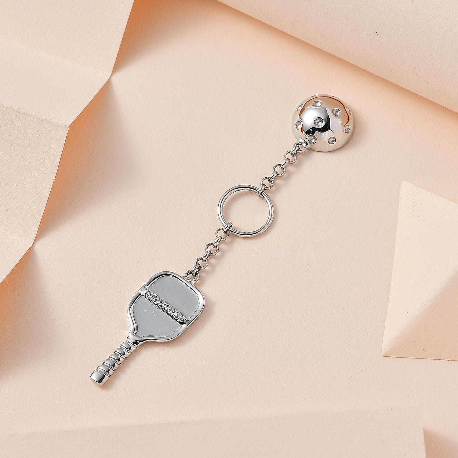 Moissanite  Keychain in Platinum Overlay Sterling Silver 0.07 ct  0.070  Ct. 7704324 2