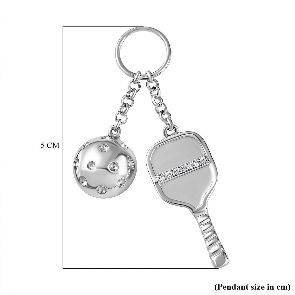 Moissanite  Keychain in Platinum Overlay Sterling Silver 0.07 ct  0.070  Ct.
