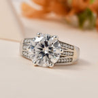 The Crown - Moissanite with African Ruby Ring in Platinum Overlay Sterling Silver 5.30 Ct.