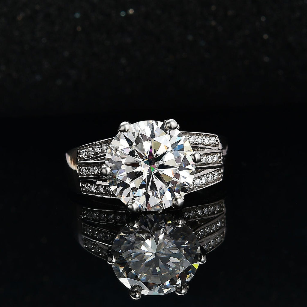 The Crown - Moissanite with African Ruby Ring in Platinum Overlay Sterling Silver 5.30 Ct.