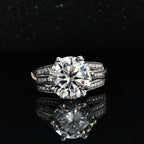 The Crown - Moissanite with African Ruby Ring in Platinum Overlay Sterling Silver 5.30 Ct.