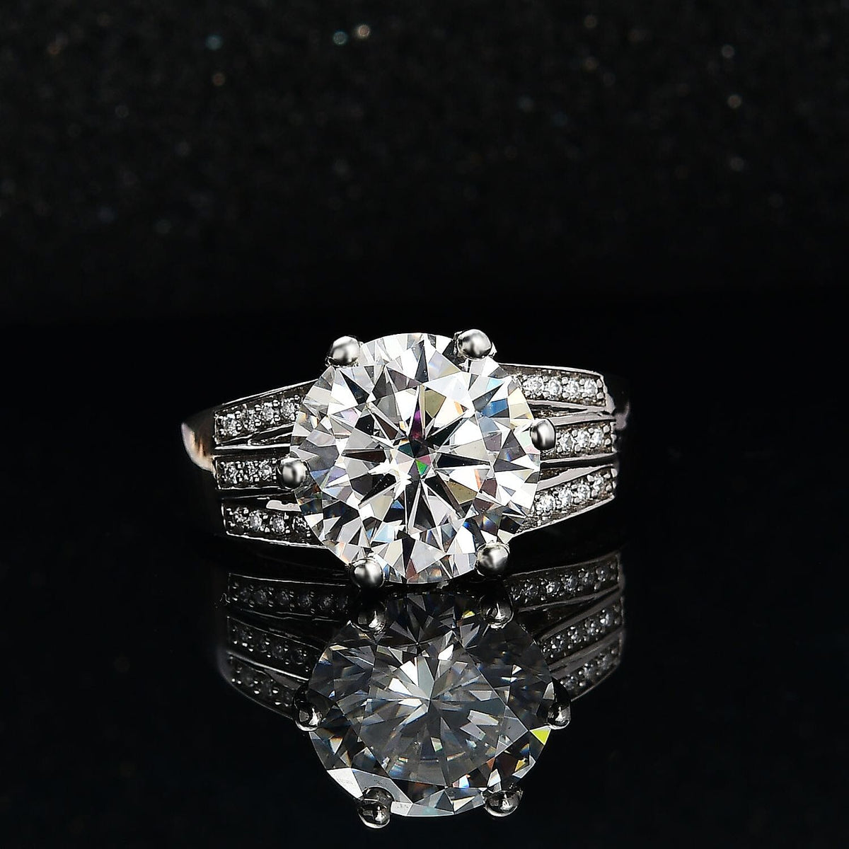 The Crown - Moissanite with African Ruby Ring in Platinum Overlay Sterling Silver 5.30 Ct. 7724751 2
