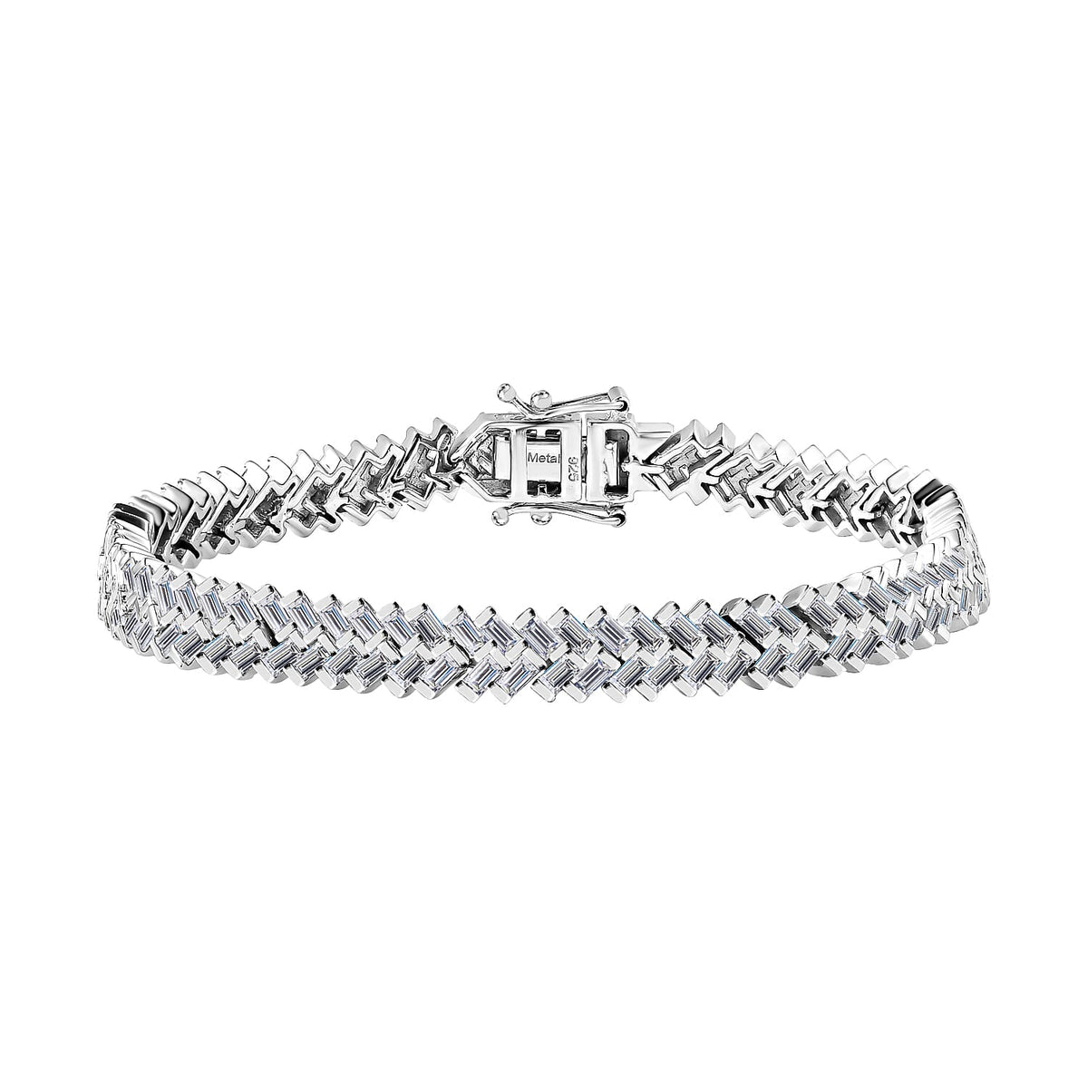 Moissanite Legacy Tennis Bracelet (Size - 7.5) in Platinum Overlay Sterling Silver 7.65 Ct, Silver Wt. 21.28 Gms. 7720698 0