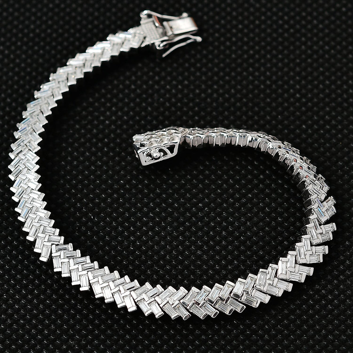 Moissanite Legacy Tennis Bracelet (Size - 7.5) in Platinum Overlay Sterling Silver 7.65 Ct, Silver Wt. 21.28 Gms. 7720698 3