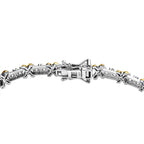 The Moissanite Kiss Tennis Bracelet (Size - 7) in 18K Gold Vermeil & Platinum Plated Sterling Silver, Silver Wt 11.00 Gms