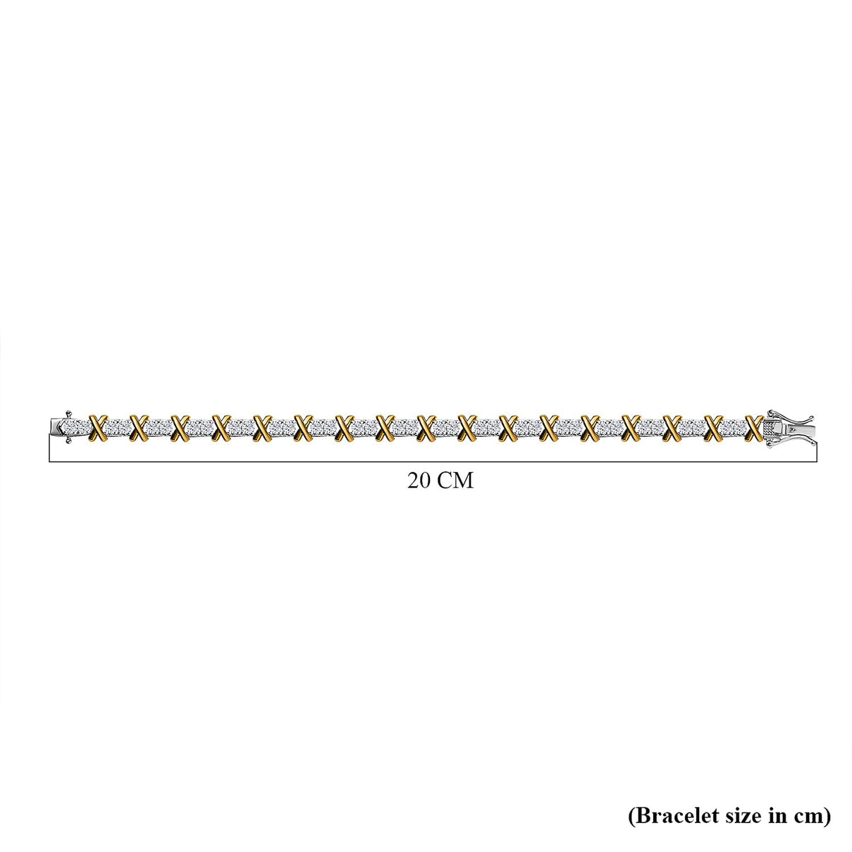 The Moissanite Kiss Tennis Bracelet (Size - 7) in 18K Gold Vermeil &amp; Platinum Plated Sterling Silver, Silver Wt 11.00 Gms 7549097 5