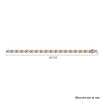 The Moissanite Kiss Tennis Bracelet (Size - 7) in 18K Gold Vermeil & Platinum Plated Sterling Silver, Silver Wt 11.00 Gms