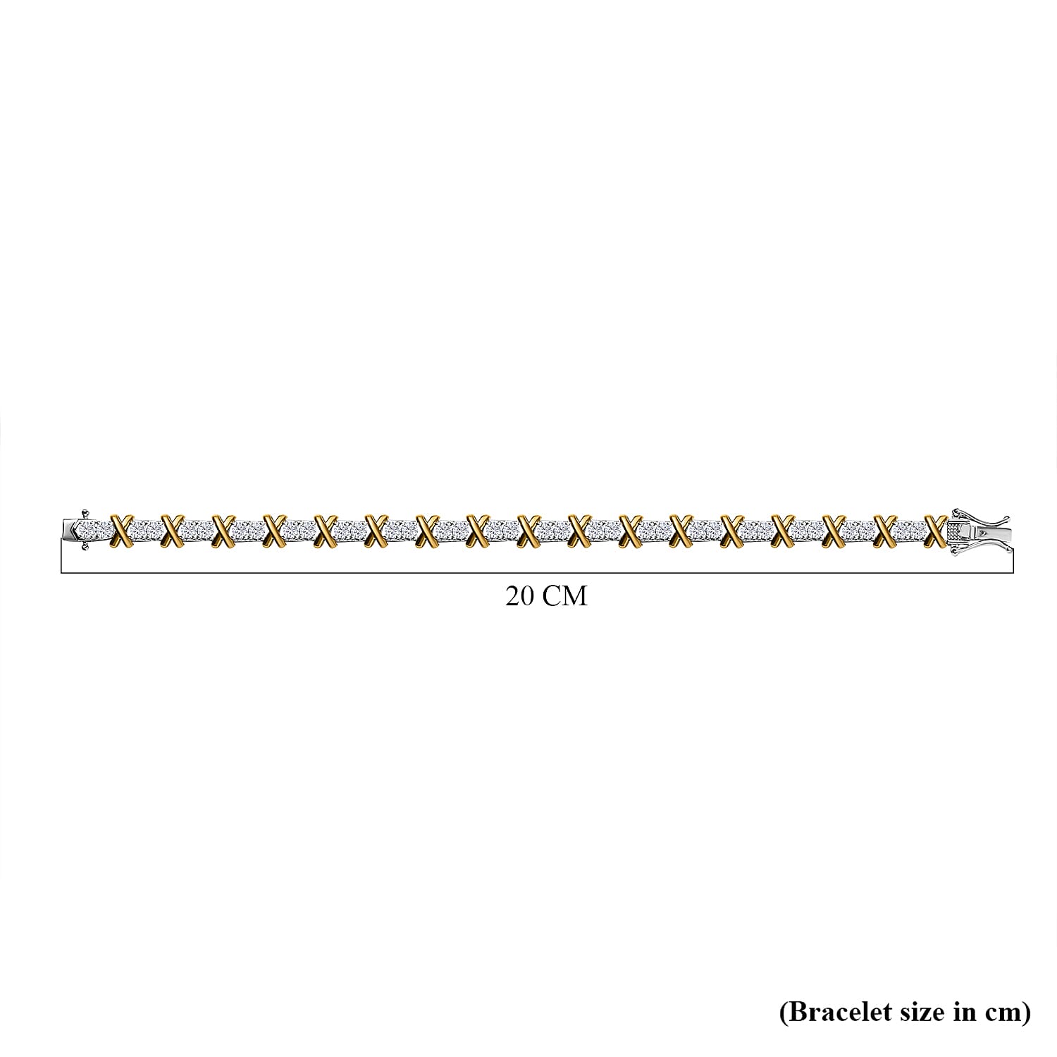 The Moissanite Kiss Tennis Bracelet (Size - 7) in 18K Gold Vermeil &amp; Platinum Plated Sterling Silver, Silver Wt 11.00 Gms 7549097 5
