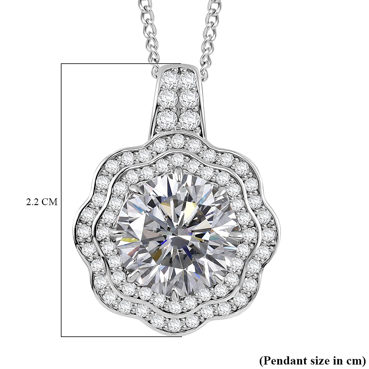 Moissanite Pendant with Chain (Size - 18) in Rhodium Overlay Sterling Silver 3.98 Ct. 4354861 5