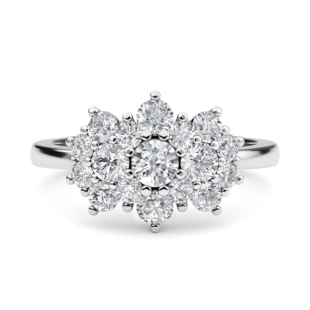 Moissanite  Main Stone With Side Stone Ring  Sterling Silver 2.54 ct  2.417  Ct.