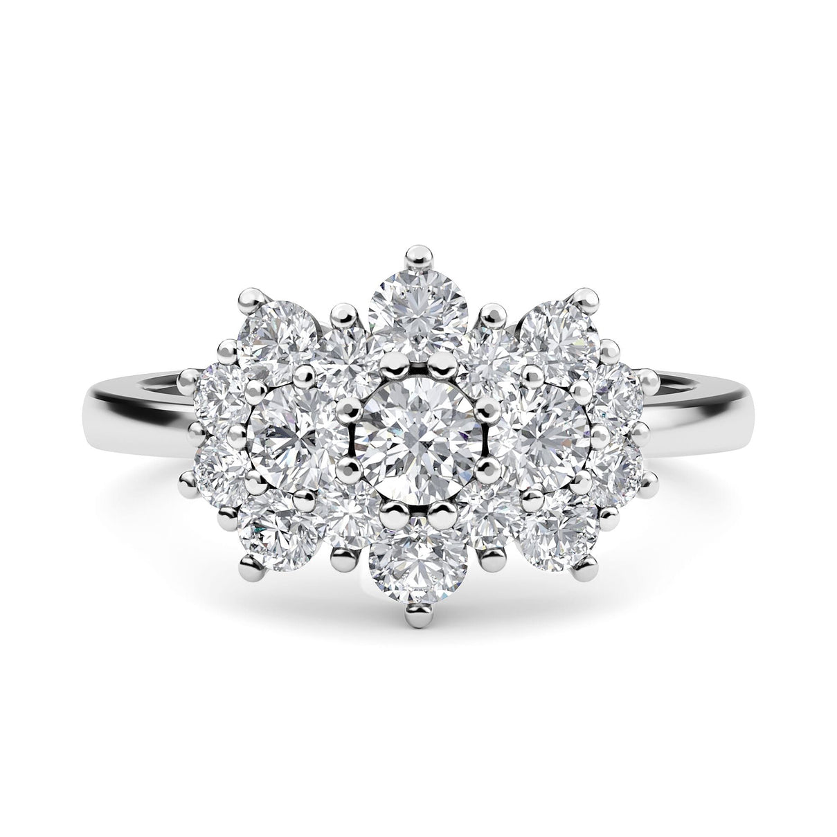 Moissanite Cluster Boat Ring in Sterling Silver 2.54 ct. 7805105 0