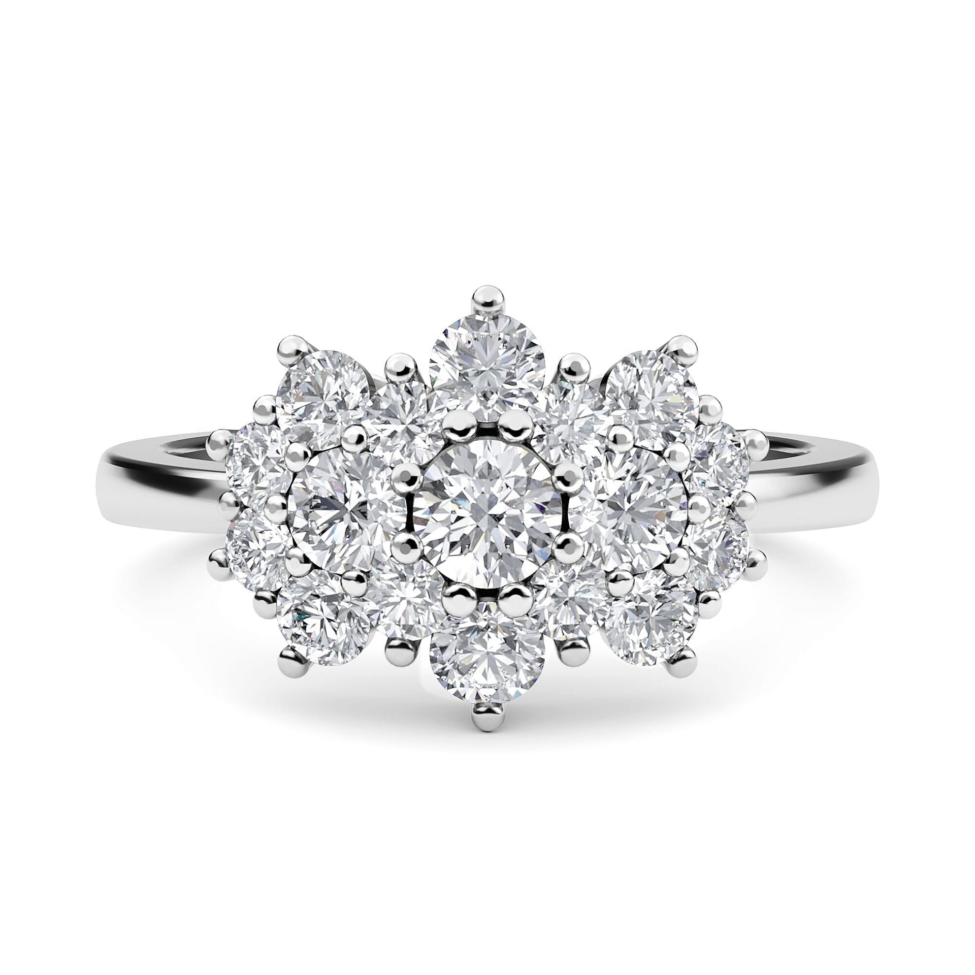 Moissanite Cluster Boat Ring in Sterling Silver 2.54 ct. 7805105 0