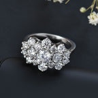 Moissanite  Main Stone With Side Stone Ring  Sterling Silver 2.54 ct  2.417  Ct.