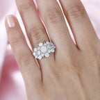 Moissanite  Main Stone With Side Stone Ring  Sterling Silver 2.54 ct  2.417  Ct.