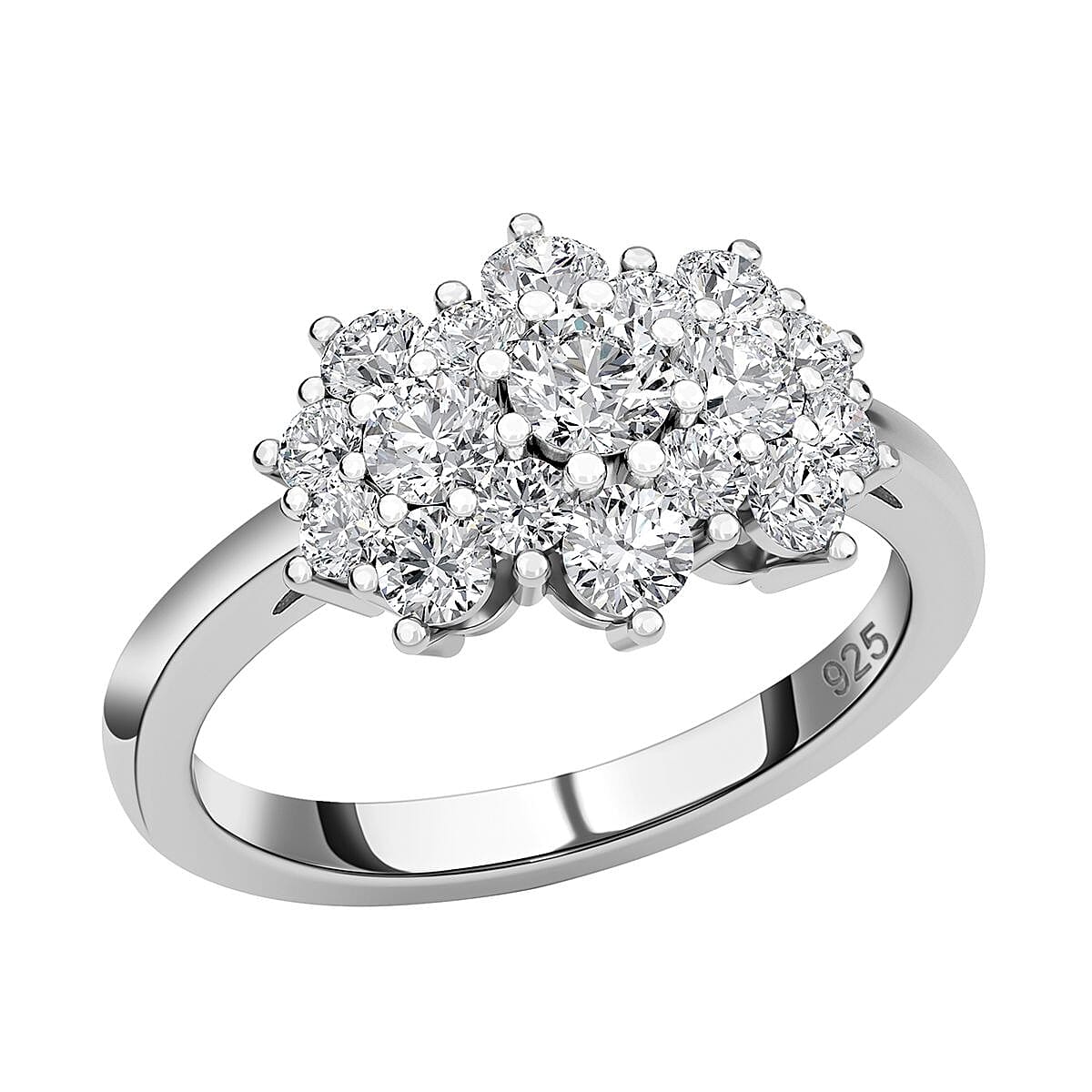 Moissanite Cluster Boat Ring in Sterling Silver 2.54 ct. 7805105 4