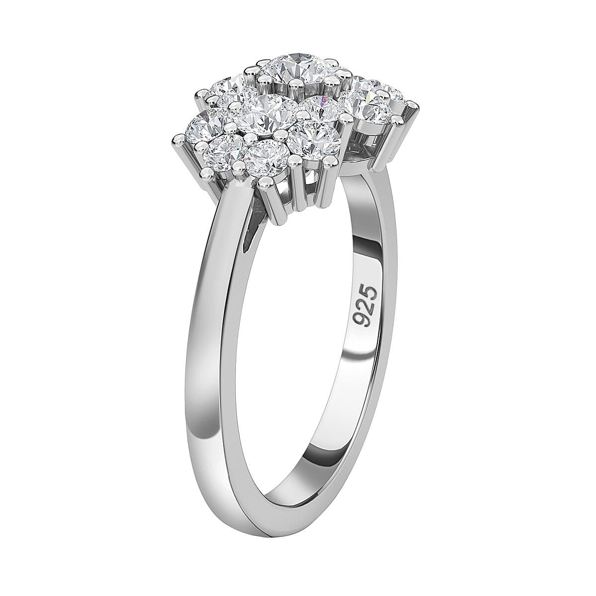 Moissanite Cluster Boat Ring in Sterling Silver 2.54 ct. 7805105 5