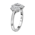 Moissanite  Main Stone With Side Stone Ring  Sterling Silver 2.54 ct  2.417  Ct.