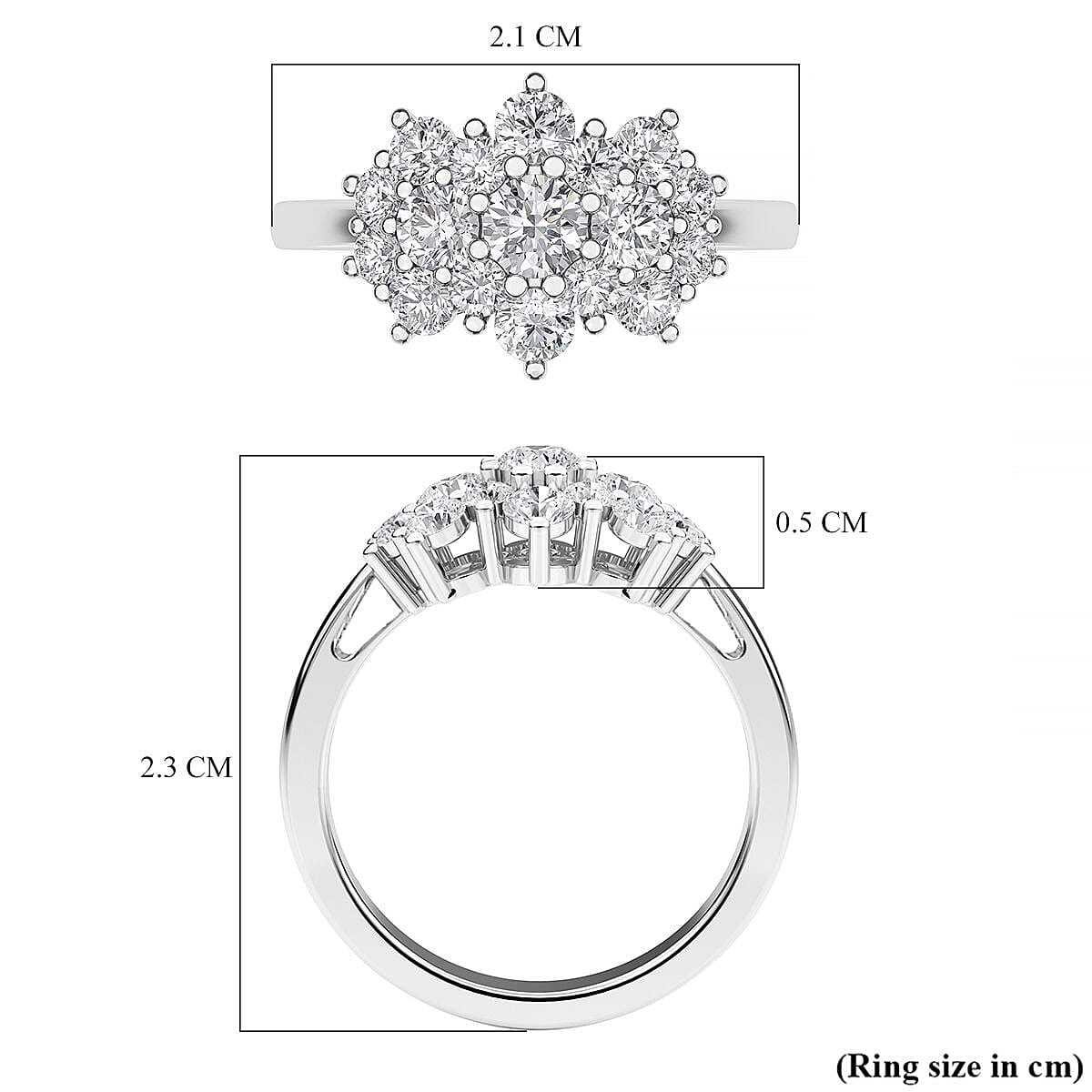 Moissanite Cluster Boat Ring in Sterling Silver 2.54 ct. 7805105 6