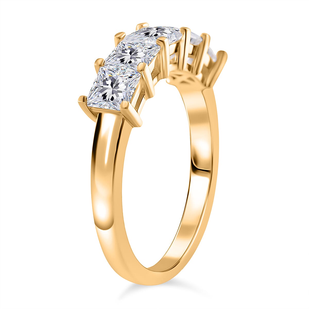 RADIANTA GRA Certified Moissanite 5 Stone Ring in 18K Vermeil Yellow Gold Plated Sterling Silver 2.00 Ct. 8085015 3