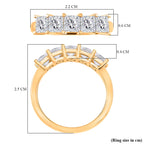 Premium D Colour VVS1 Moissanite GRA Certified 5 Stone Ring in 18K Vermeil Yellow Gold Plated Sterling Silver 2.00 Ct.