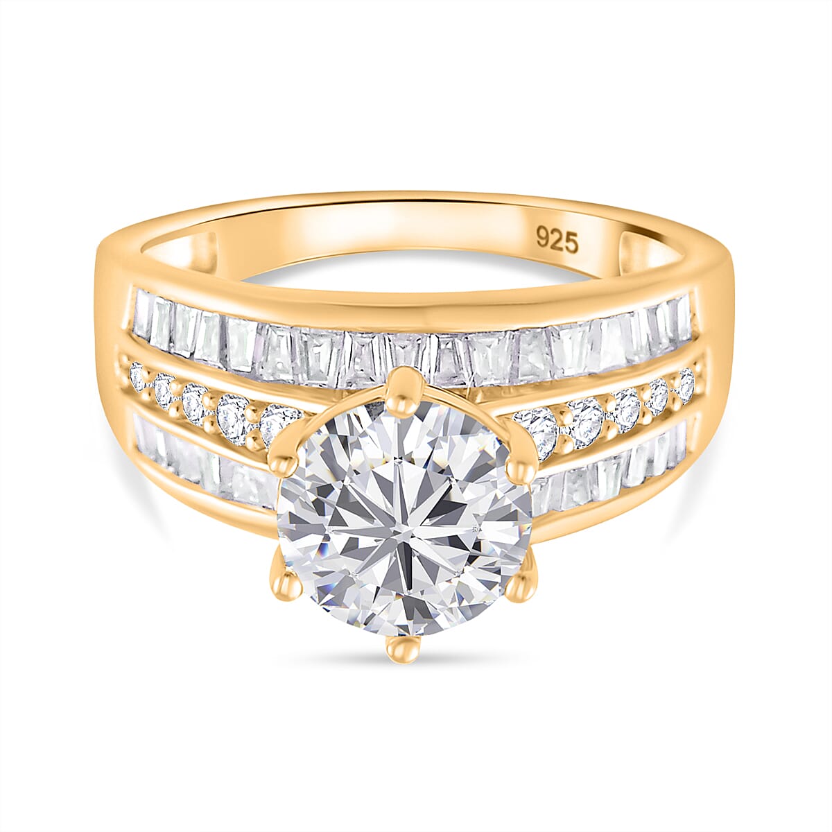 Moissanite Ring in 18K Vermeil Yellow Gold Plated Sterling Silver 3.15 Ct 8087701 0