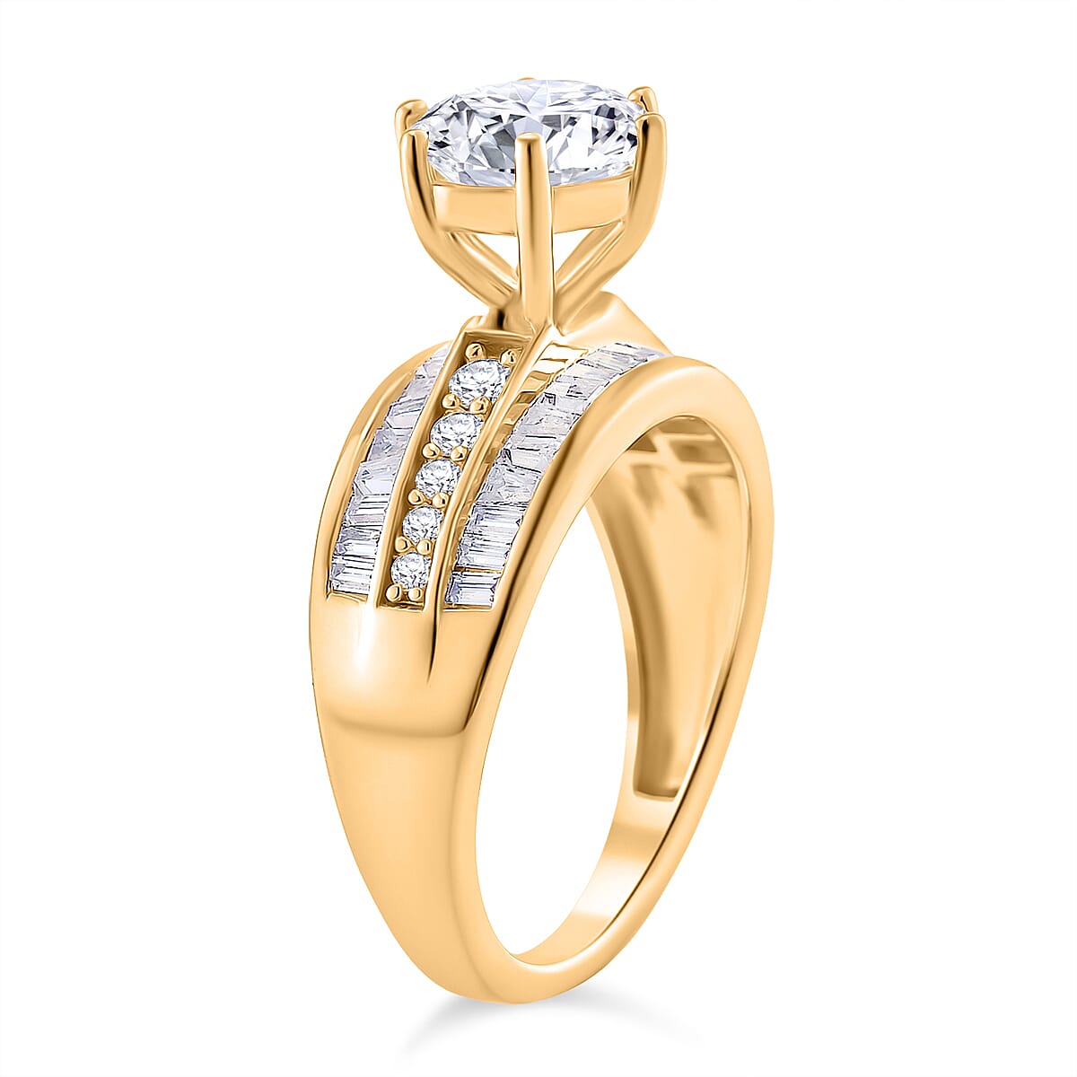 Moissanite Ring in 18K Vermeil Yellow Gold Plated Sterling Silver 3.15 Ct 8087701 3
