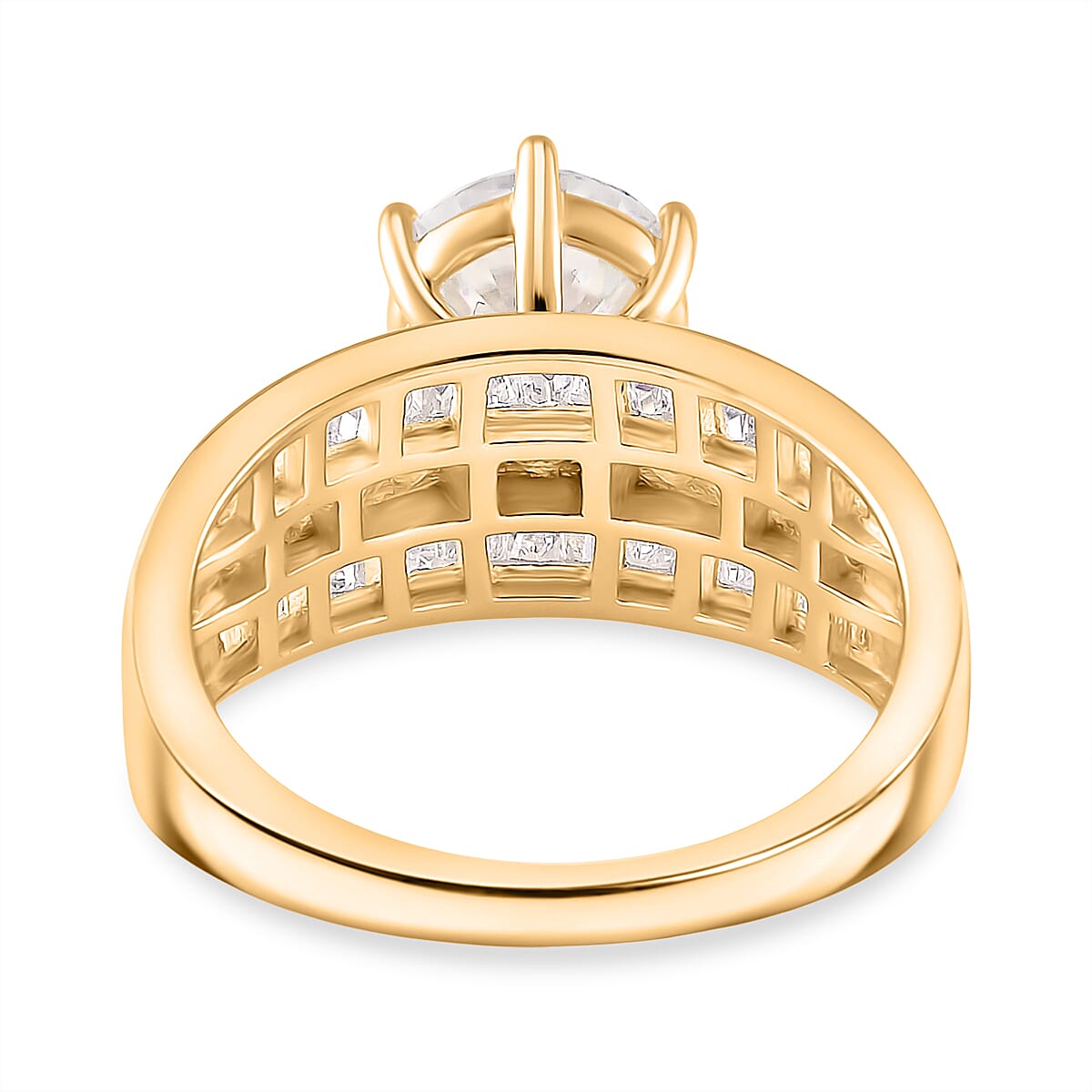 Moissanite Ring in 18K Vermeil Yellow Gold Plated Sterling Silver 3.15 Ct 8087701 4