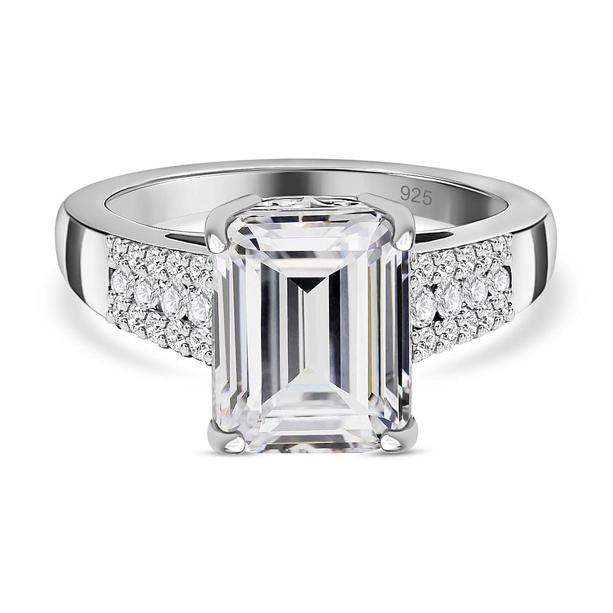 Moissanite Ring in Platinum Overlay Sterling Silver 4.01 Ct. 7572444 0
