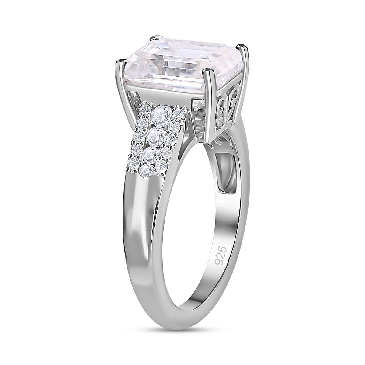 Moissanite Ring in Platinum Overlay Sterling Silver 4.01 Ct. 7572444 3