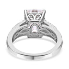 Moissanite Ring in Platinum Overlay Sterling Silver 4.01 Ct.