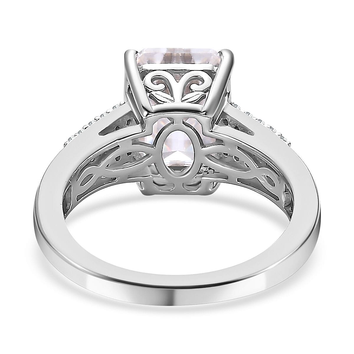 Moissanite Ring in Platinum Overlay Sterling Silver 4.01 Ct. 7572444 4