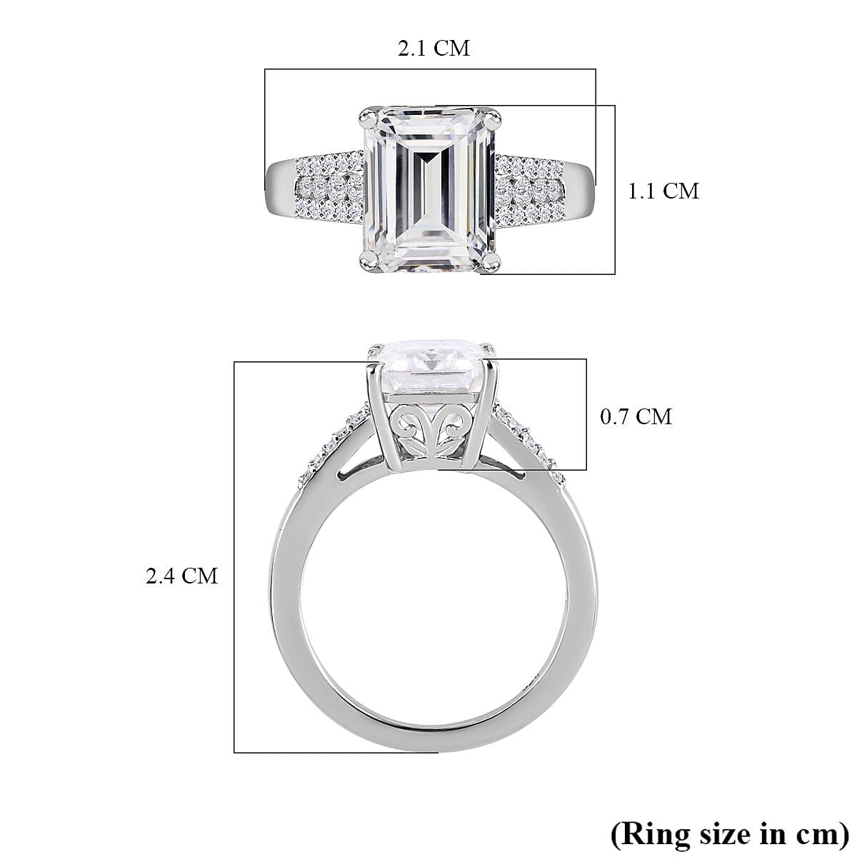 Moissanite Ring in Platinum Overlay Sterling Silver 4.01 Ct. 7572444 5