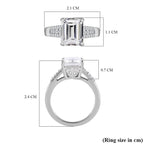 Moissanite Ring in Platinum Overlay Sterling Silver 4.01 Ct.