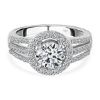 Moissanite Ring in Platinum Overlay Sterling Silver 1.42 Ct.